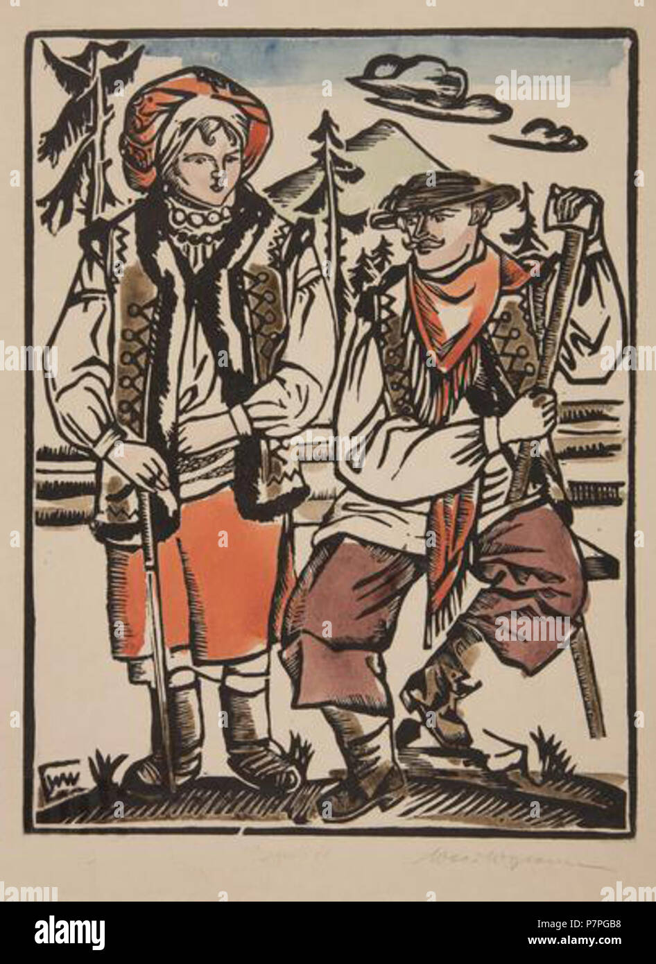 397 Wacław Wąsowicz - Huculi Himczak ich Paraska 1924 Stockfoto