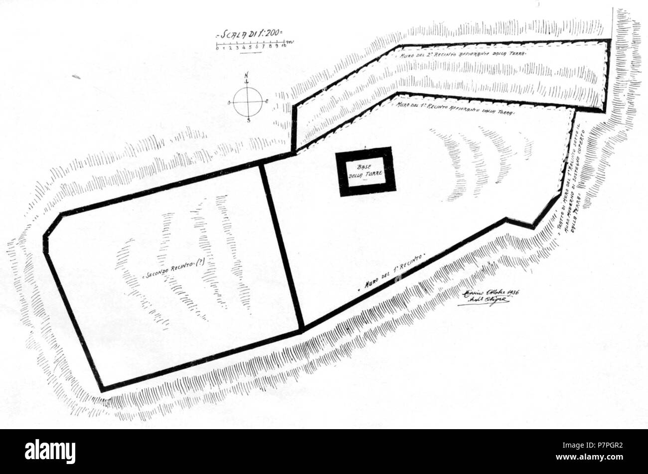 Italiano: Castello di Pombia del XI sec, Pianta. Vor 1937 159 Abb. 37, Castello di Pombia del XI sec, Pianta, p150, dis nigra, Ott 1936, nigra il Novarese Stockfoto