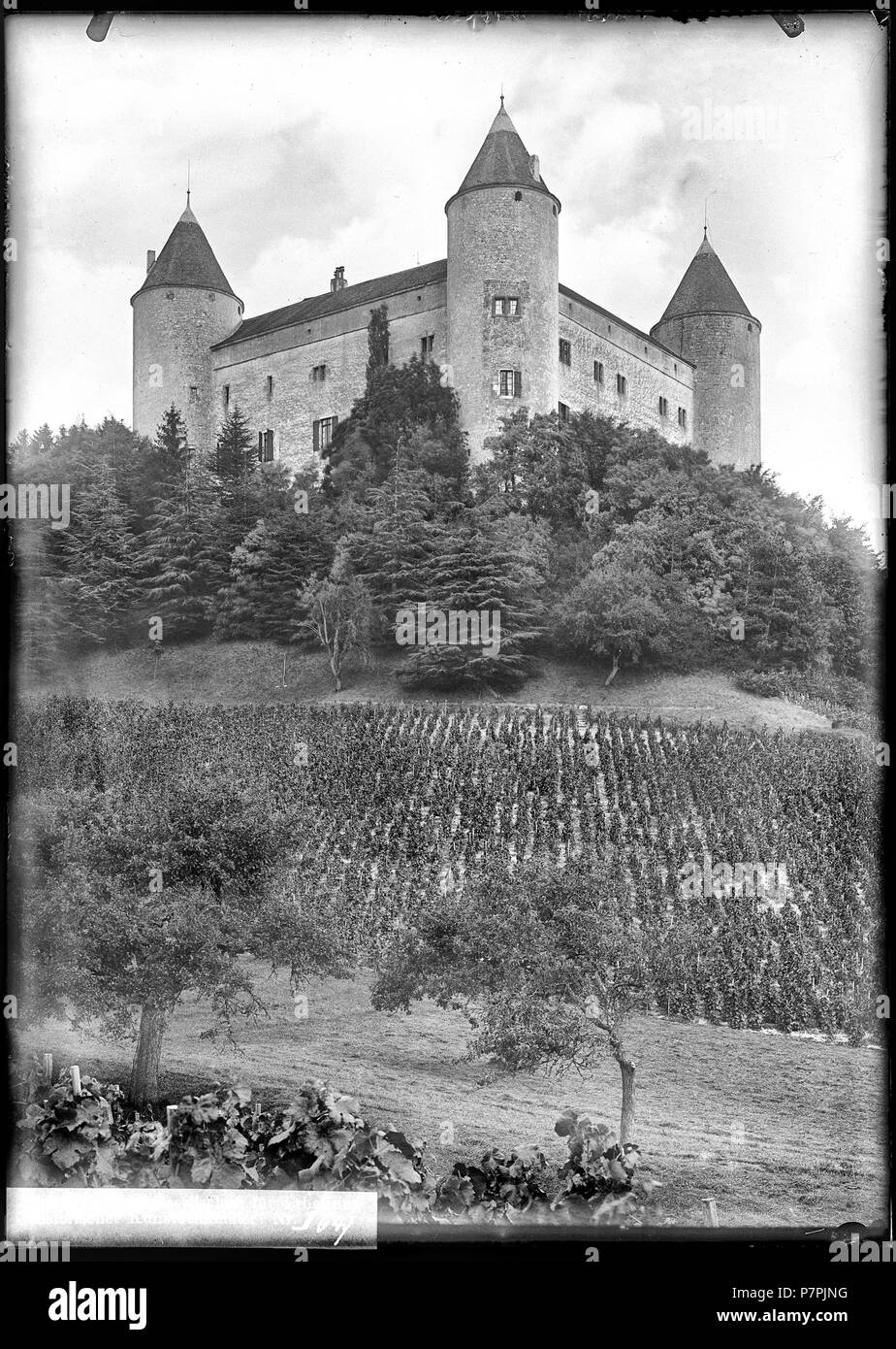 69 CH-NB-Champvent, Château de Champvent, Vue d'ensemble extérieure - Sammlung Max Van Berchem - EAD -7234 Stockfoto