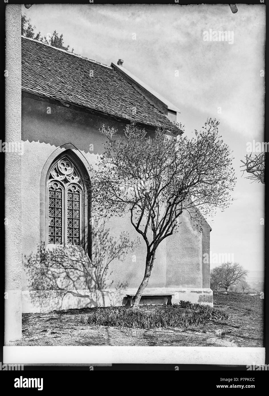 69 CH-NB-Cudrefin, Montet, Église Saint-Théodule, Vue partielle extérieure - Sammlung Max Van Berchem - EAD -7357 Stockfoto