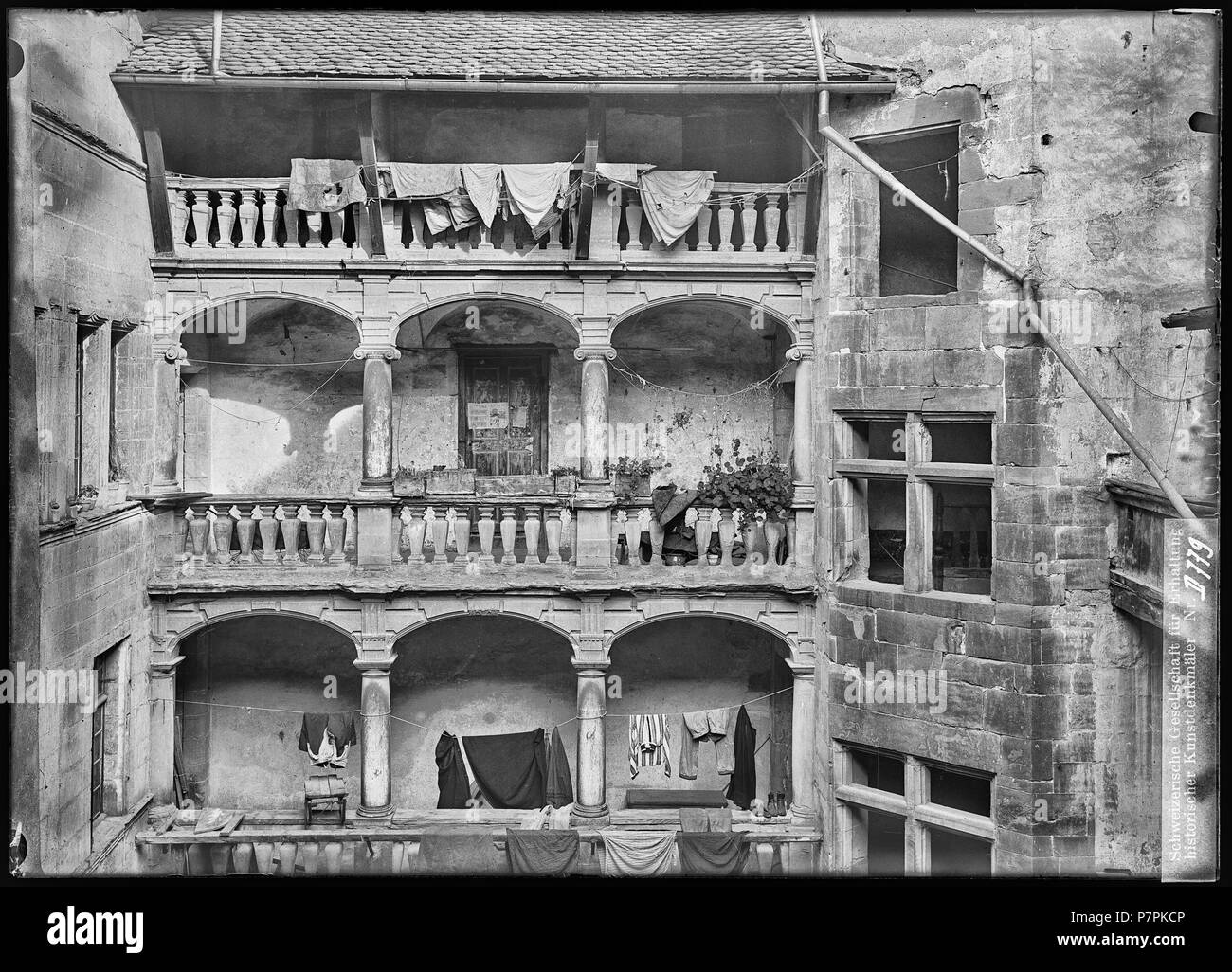 75 CH-NB-Morges, Maison de La Laiterie, Vue partielle extérierue - Sammlung Max Van Berchem - EAD -7366 Stockfoto