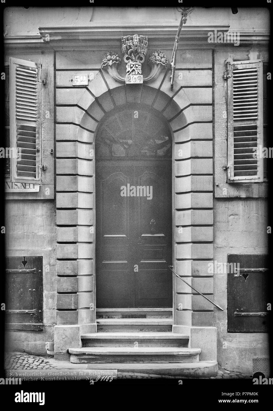 71 CH-NB-Genève, Maison Favaz, Porte, Vue d'ensemble - Sammlung Max Van Berchem - EAD-8683 Stockfoto