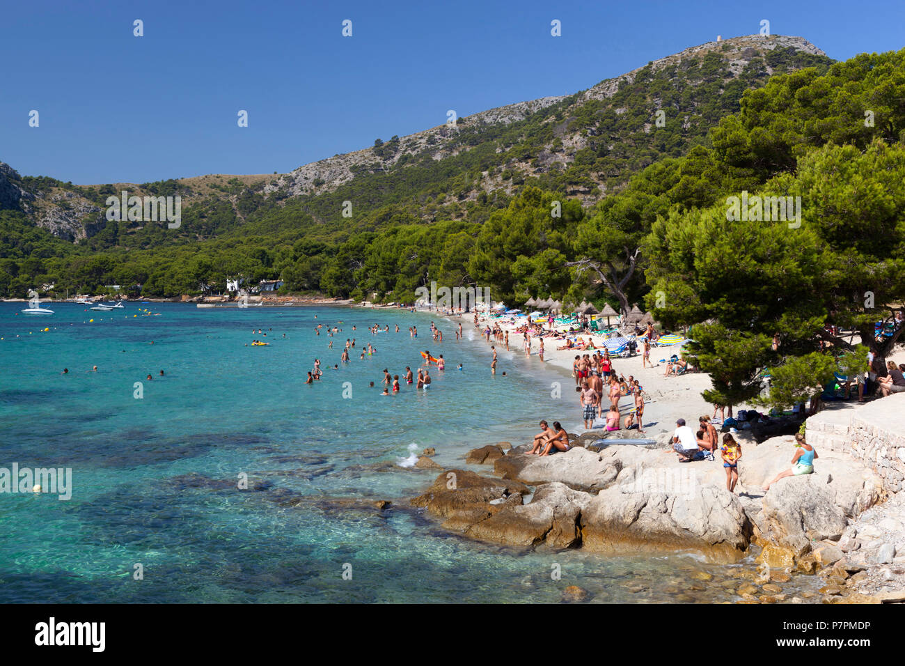 (Platja Formentor Playa de Formentor) in der Nähe von Port de Pollenca, Mallorca, Balearen, Spanien, Europa Stockfoto