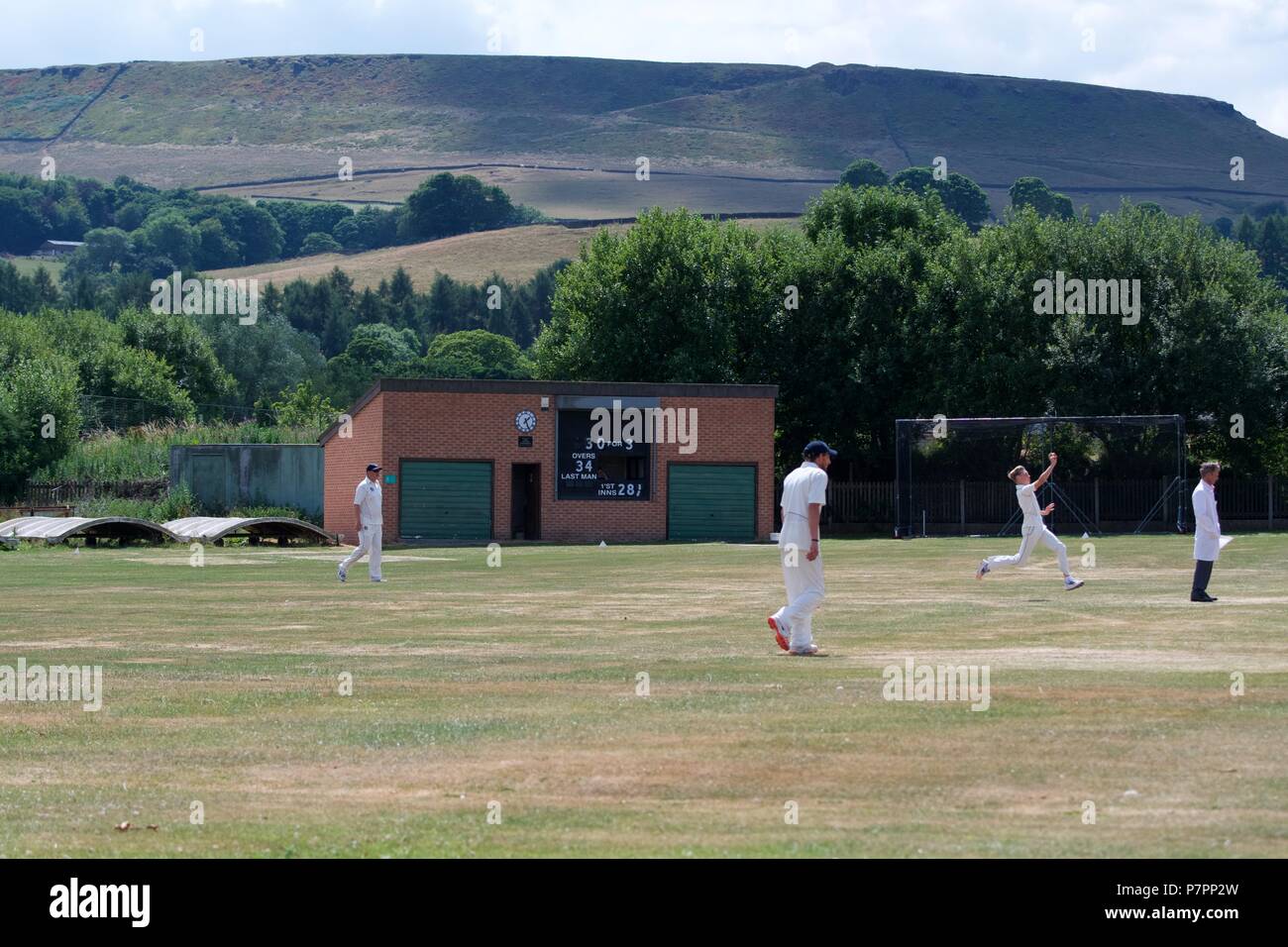 Die malerische Lage der Kapelle en le Frith Cricket Club. Stockfoto