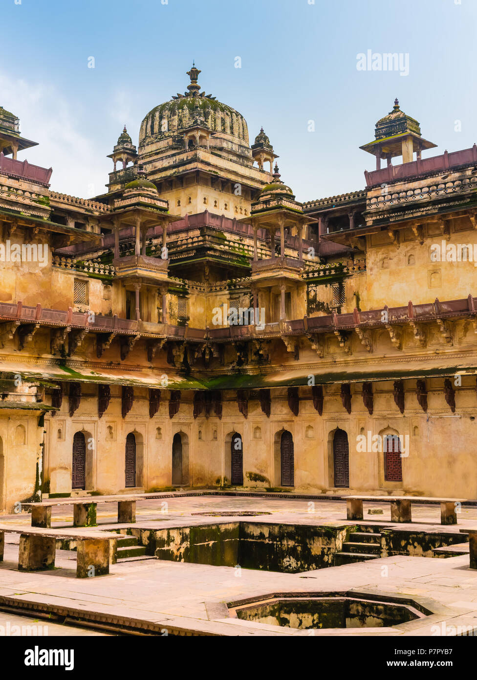 Detail von Jahangir Mahal, die orchha Palace, Indien Stockfoto