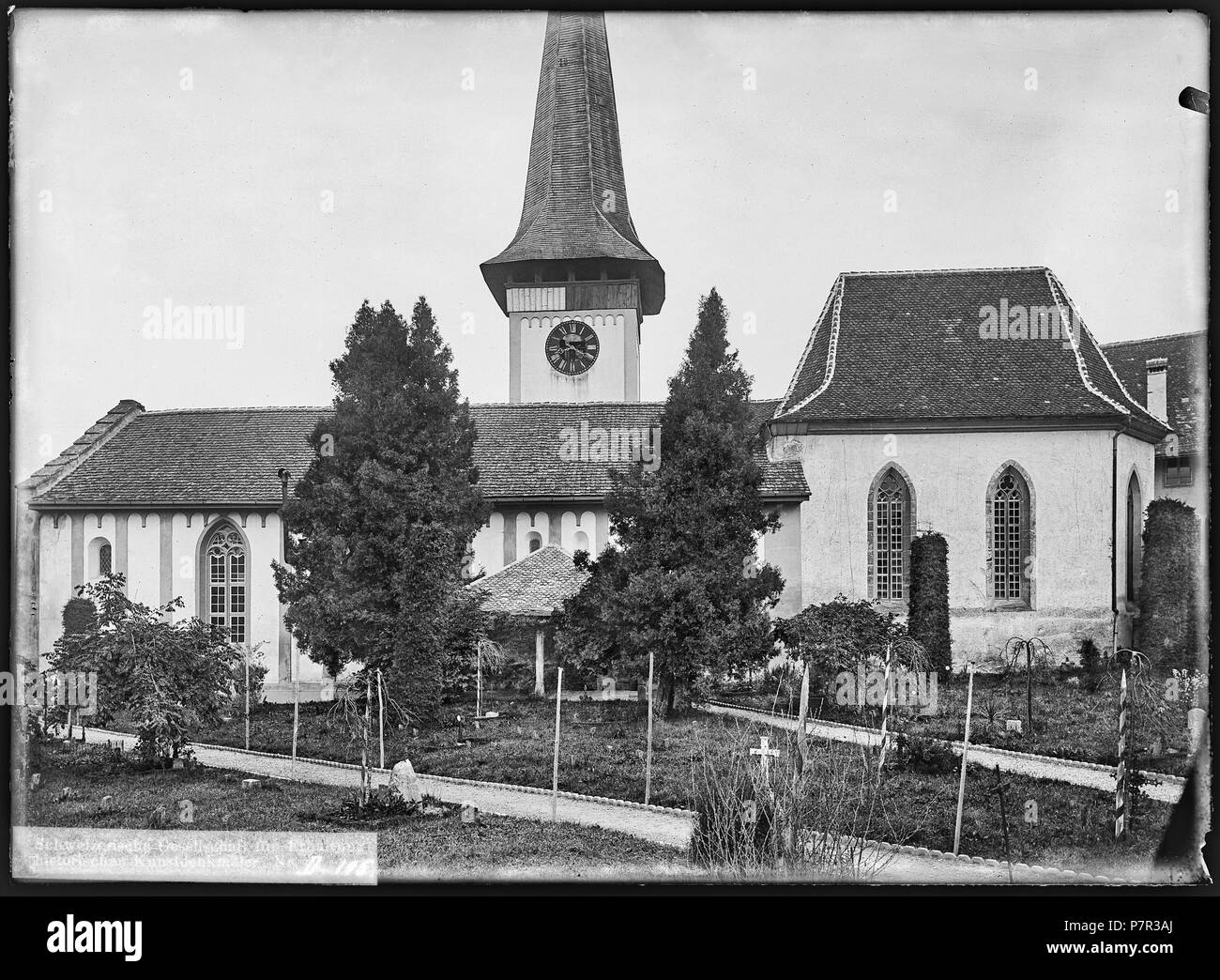 73 CH-NB-Köniz, Kirche, Vue partielle extérieure - Sammlung Max Van Berchem - EAD-6687 Stockfoto