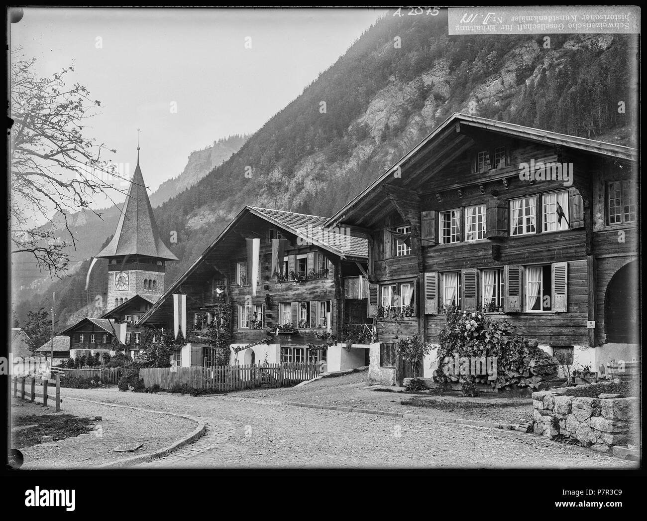 Meiringen, Vue partielle; Vue partielle du village de Meiringen. 1900 75 CH-NB-Meiringen, Vue partielle - Sammlung Max Van Berchem - EAD-6690 Stockfoto