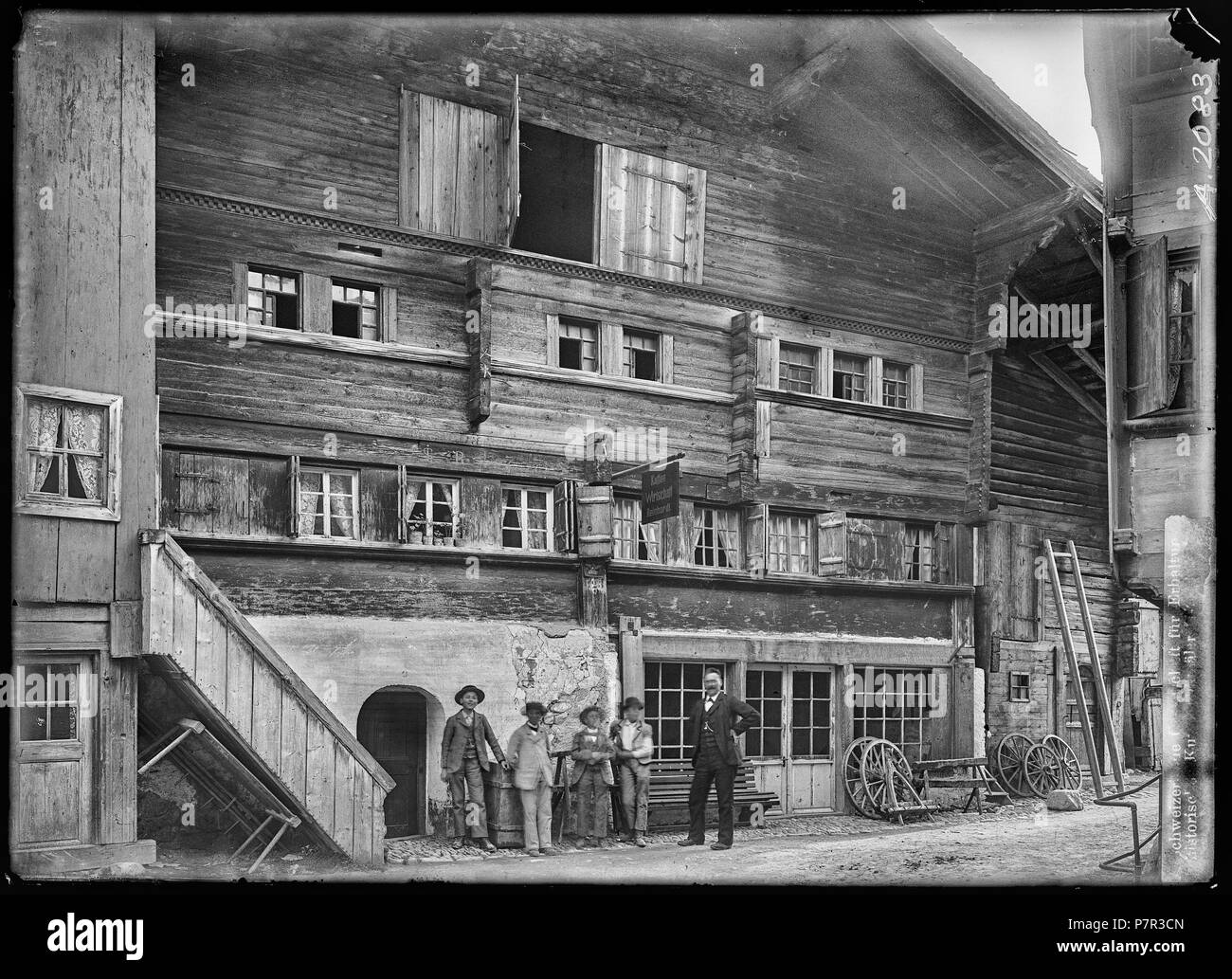80 CH-NB-Saanen, Haus, Vue partielle extérieure - Sammlung Max Van Berchem - EAD -6698 Stockfoto