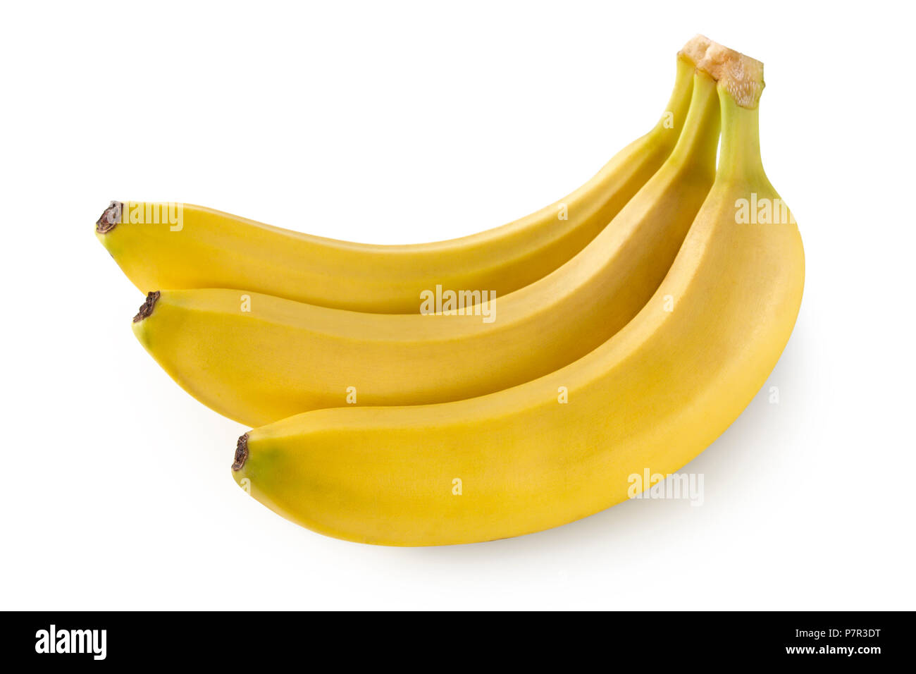 Drei Bananen isoliert auf weißem Hintergrund Stockfoto