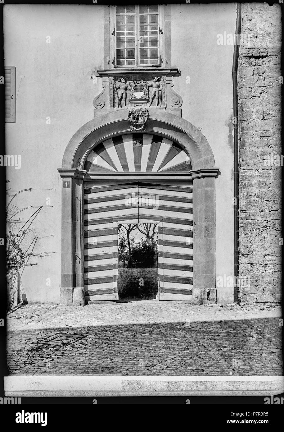 75 CH-NB-Murten, Schloss, Vue partielle extérieure - Sammlung Max Van Berchem - EAD -6876 Stockfoto