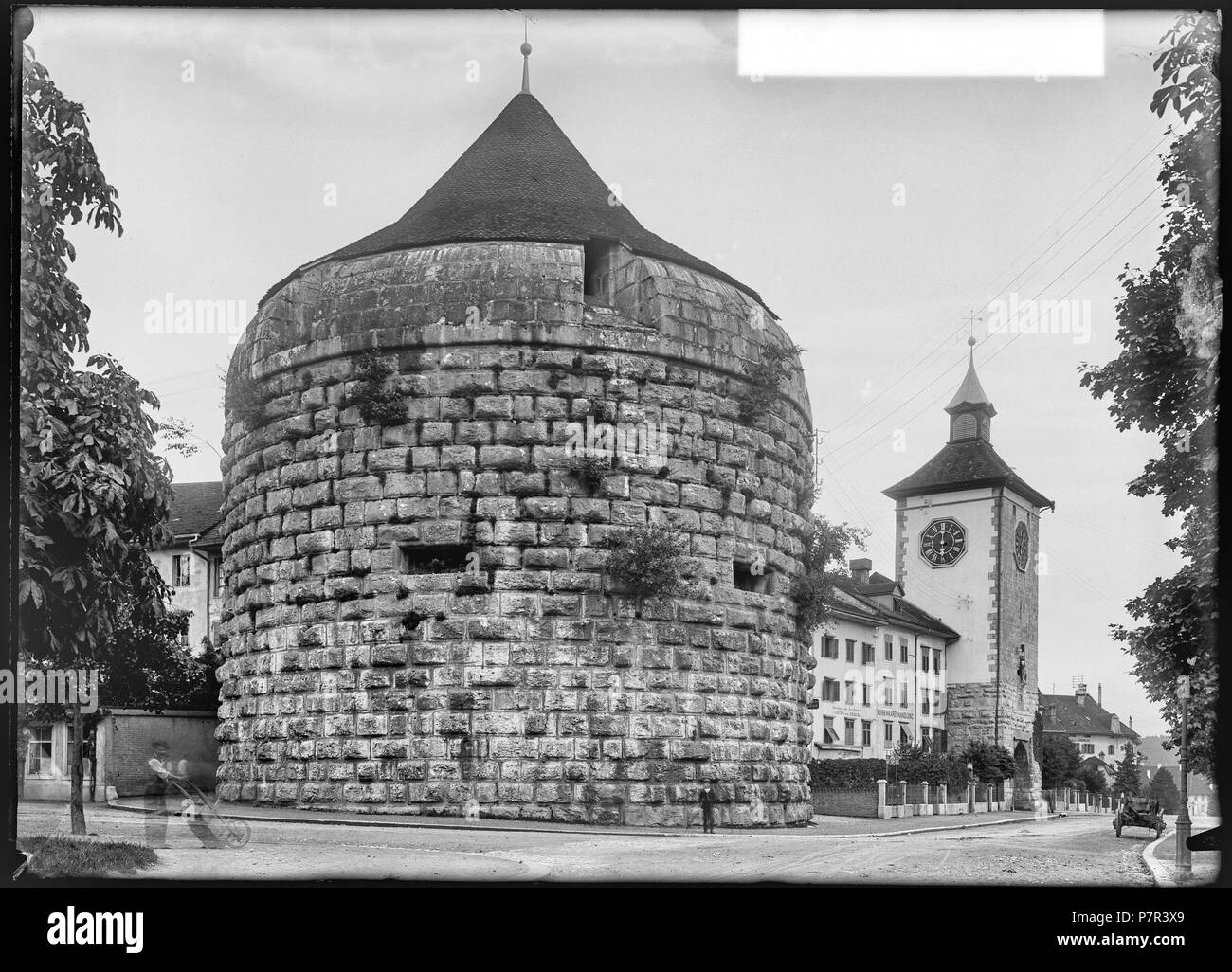Solothurn, Burristurm, Vue d'ensemble; Vue d'ensemble de la Burristurm et de la Porte de Bienne. 1901 82 CH-NB-Solothurn, Burristurm, Vue d'ensemble - Sammlung Max Van Berchem - EAD -6921 Stockfoto