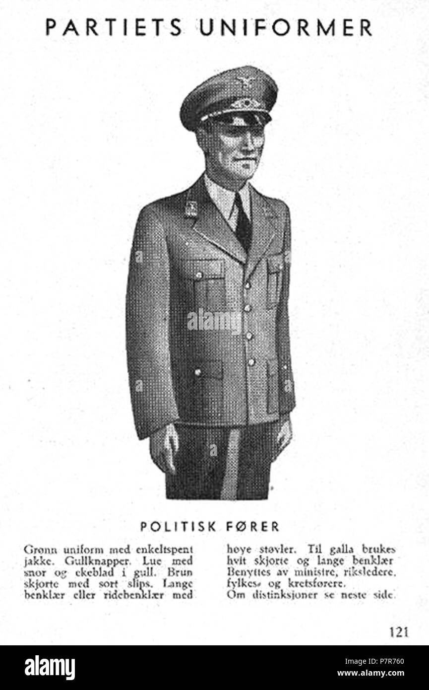 282 ns Nasjonal Samling Aarbok 1944 s121 (uniformer) Politisk fører Stockfoto