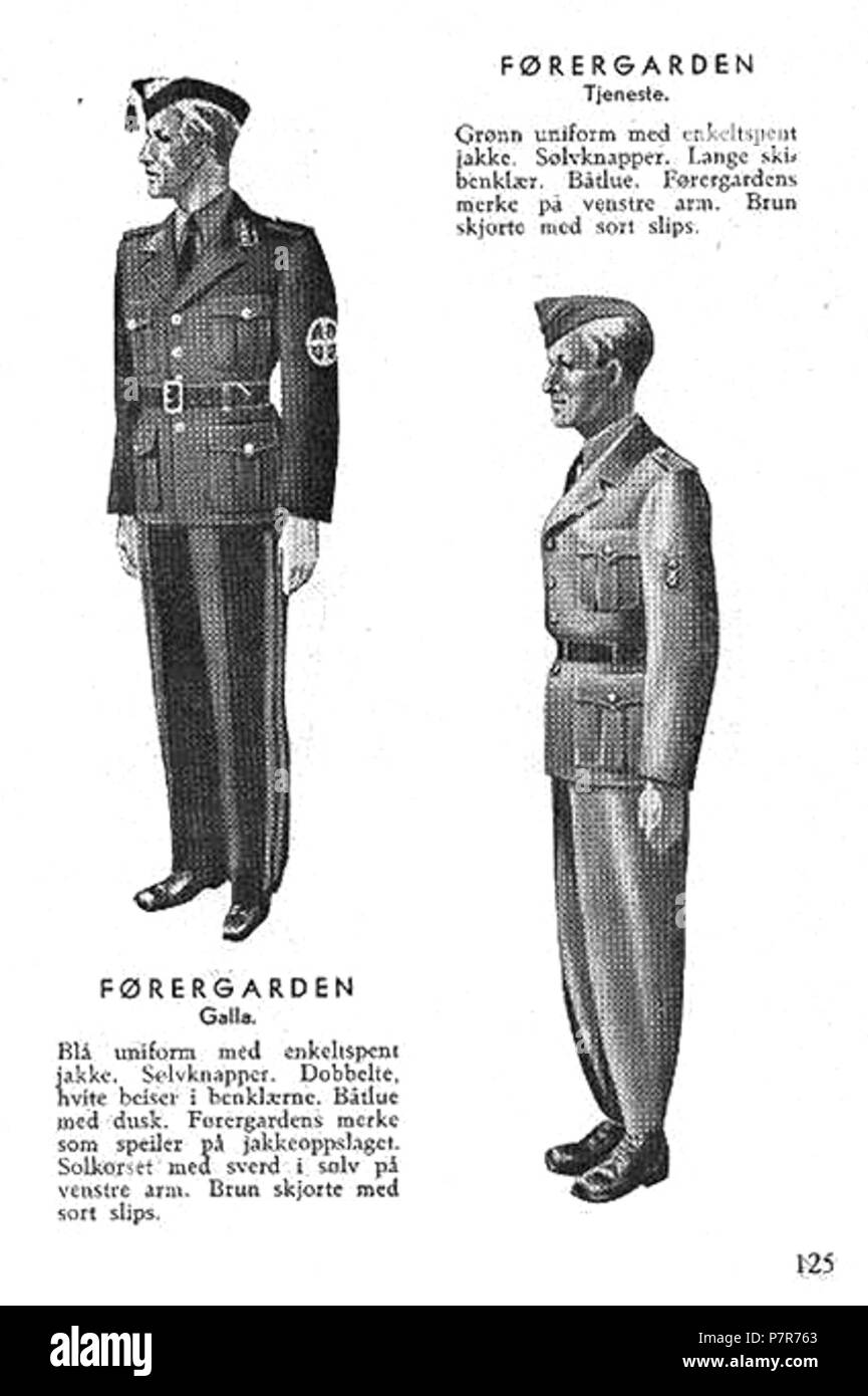 282 ns Nasjonal Samling Aarbok 1944 s 125 (uniformer) Førergarden Stockfoto