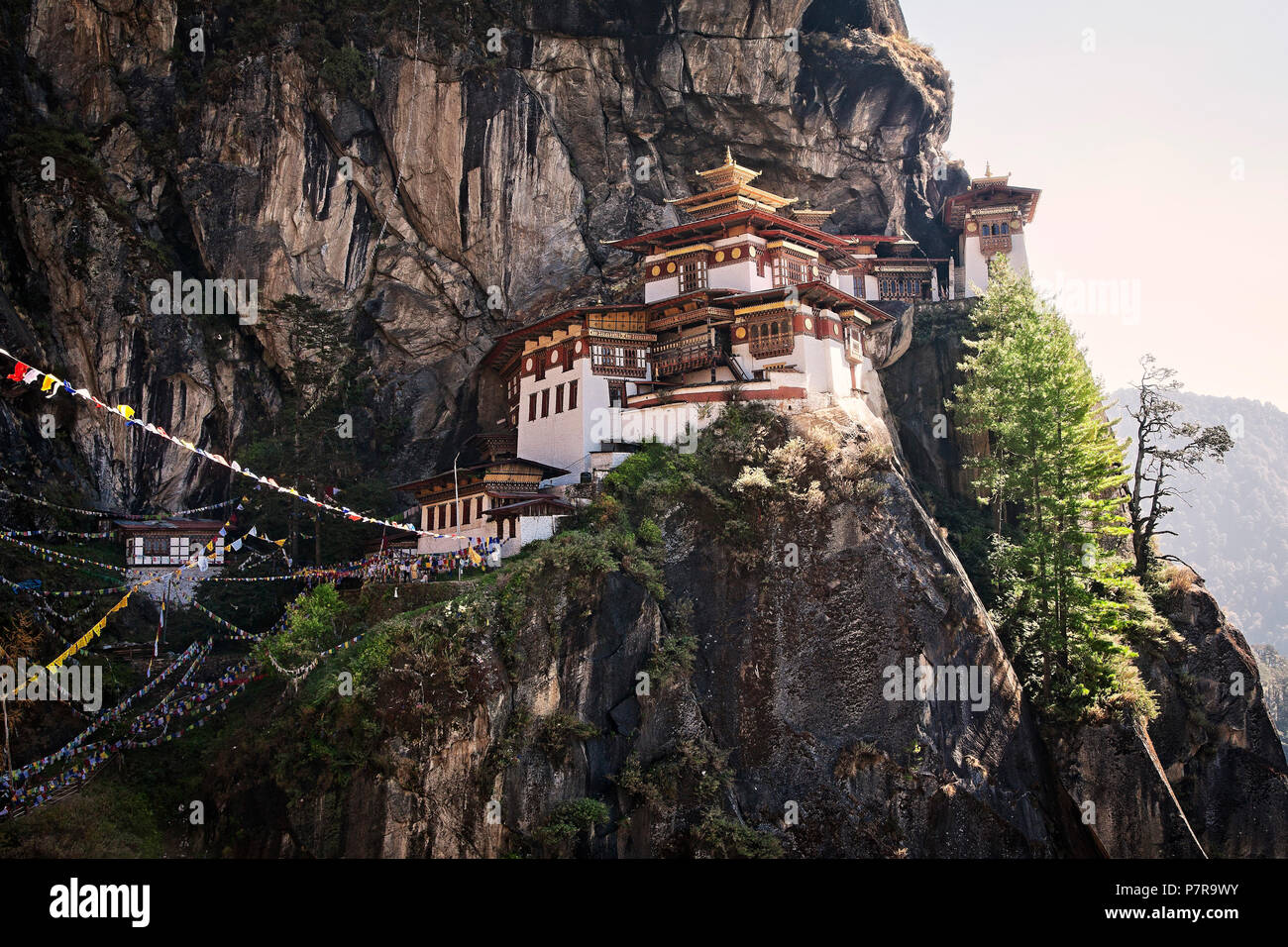Das Taktsang Kloster Palphug oder die Tiger Nest in der Nähe von Paro Bhutan war ursprünglich constructued im Jahre 1692. Stockfoto