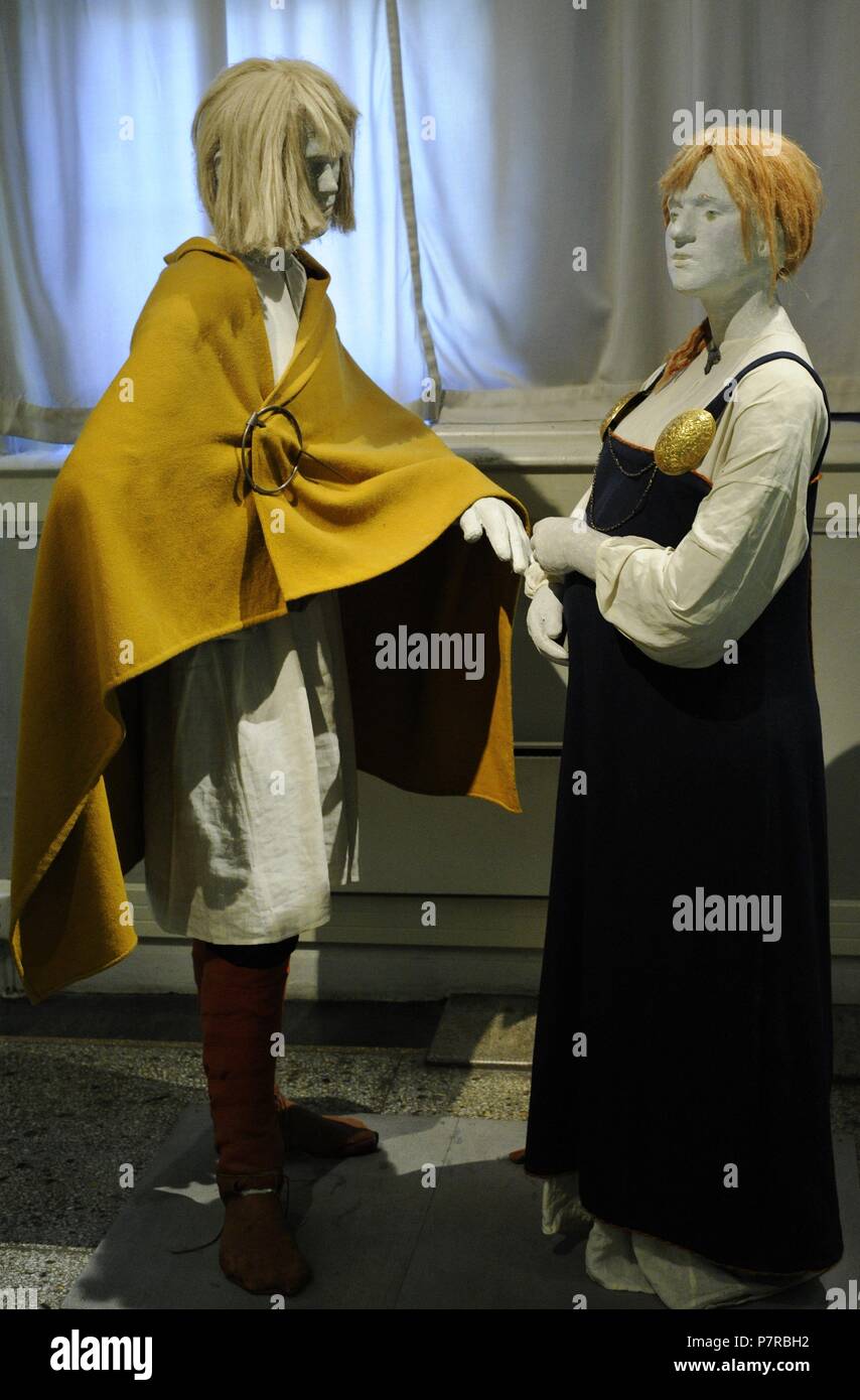 Viking-Kleidung. Historisches Museum. Oslo. Norwegen. Stockfoto