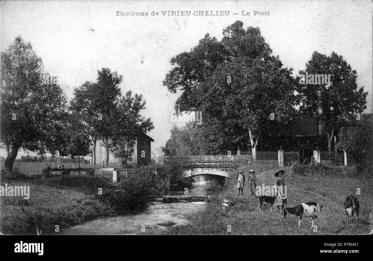 Français: Pont aux Umgebung de Virieu et Chélieu, Isère, Frankreich. Carte postale Ancienne. Vor 1918 317 Pont aux Umgebung de Virieu Chelieu Stockfoto
