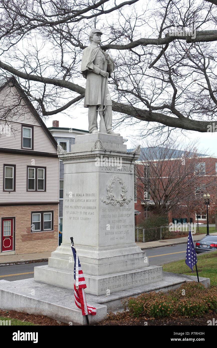 Englisch: Bürgerkrieg Denkmal - Winthrop, Massachusetts, USA. Dieses Kunstwerk ist in der Weil der Künstler vor mehr als 70 Jahren starb. 1. Januar 2016, 10:10:03 92 Bürgerkrieg Denkmal - Winthrop, Massachusetts - DSC 04343 Stockfoto
