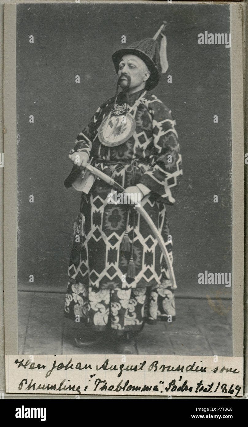 Johan August Brundin som Phum-ling ich Theblomma, Södra teatern 1869 221 Johan August Brundin, rollporträtt - SMV-H 1 212 Stockfoto