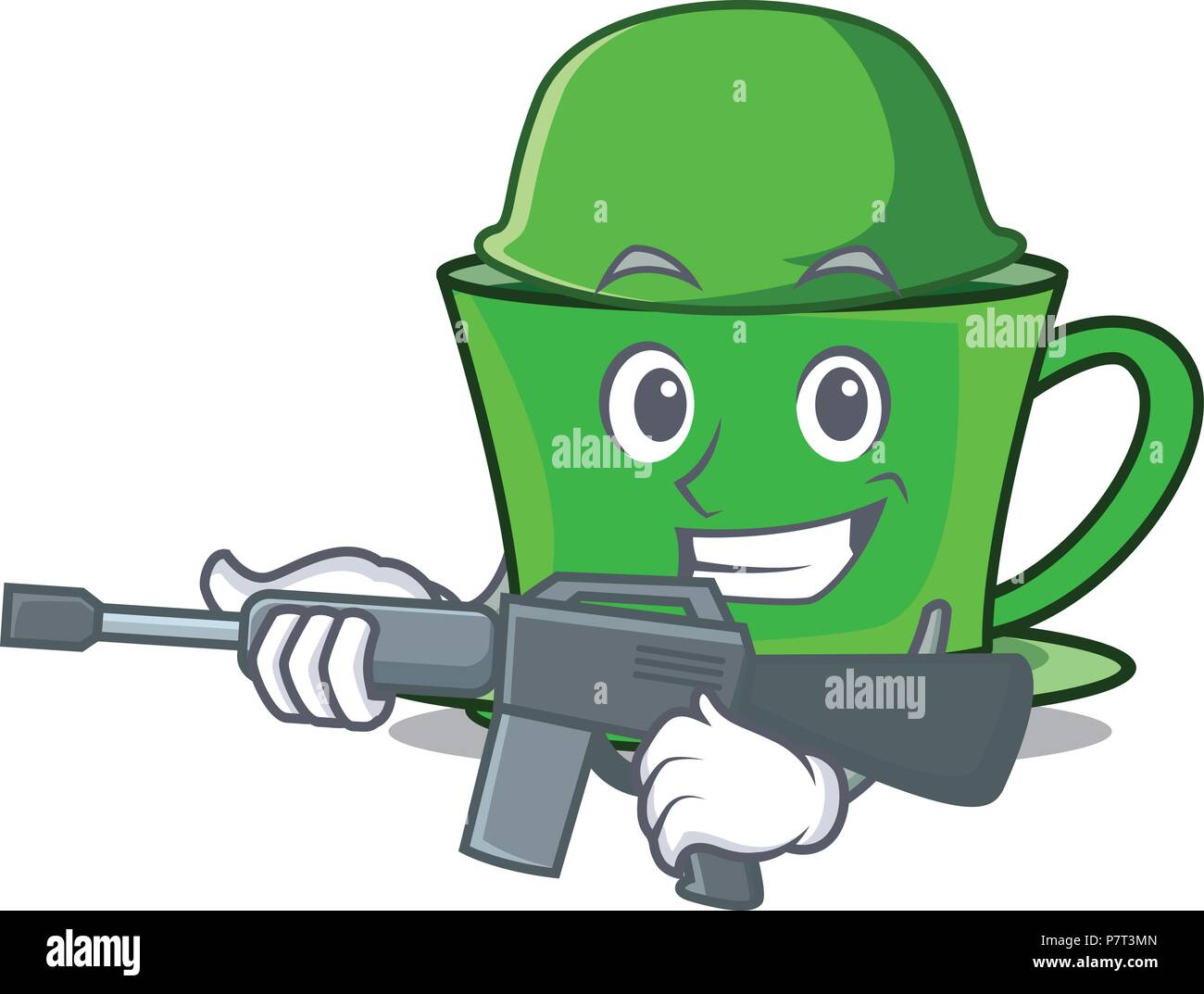 Armee grüner Tee Charakter Cartoon Stock Vektor