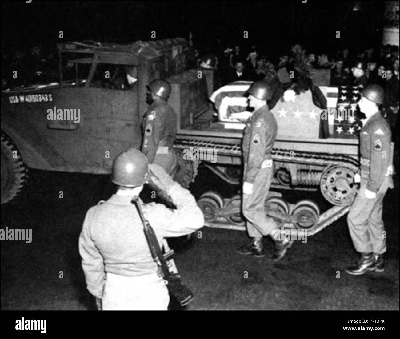 Englisch: Beerdigung von General Patton. Dezember 1945 166 Beerdigung von General Patton, 01. Stockfoto