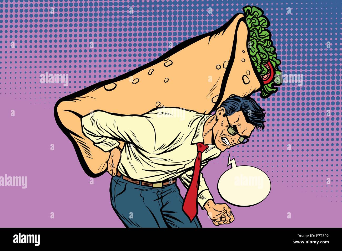 Der Mensch trägt Shawarma Döner Kebab. Pop Art retro Vektor illustration Vintage kitsch Zeichnung Stock Vektor