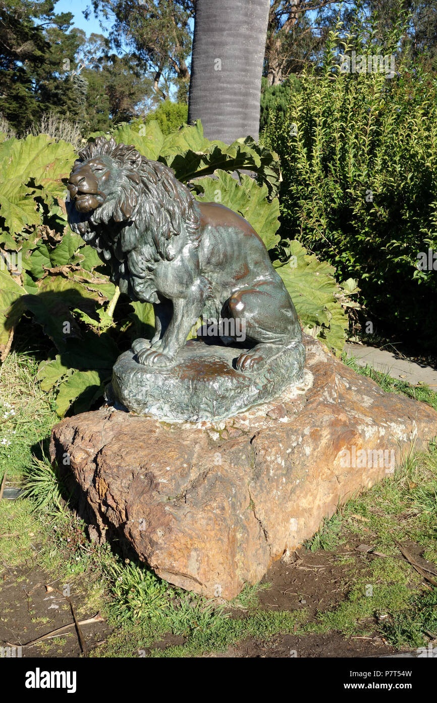 Englisch: Lion von Roland Hinton Perry, 1898, bronze-De Young Museum, Golden Gate Park, San Francisco, Kalifornien, USA. Dieses Kunstwerk ist in der Weil der Künstler vor mehr als 70 Jahren starb. 5 November 2013, 13:03:49 247 Lion von Roland Hinton Perry, 1898, bronze-De Young Museum, Golden Gate Park - DSC 00133 Stockfoto