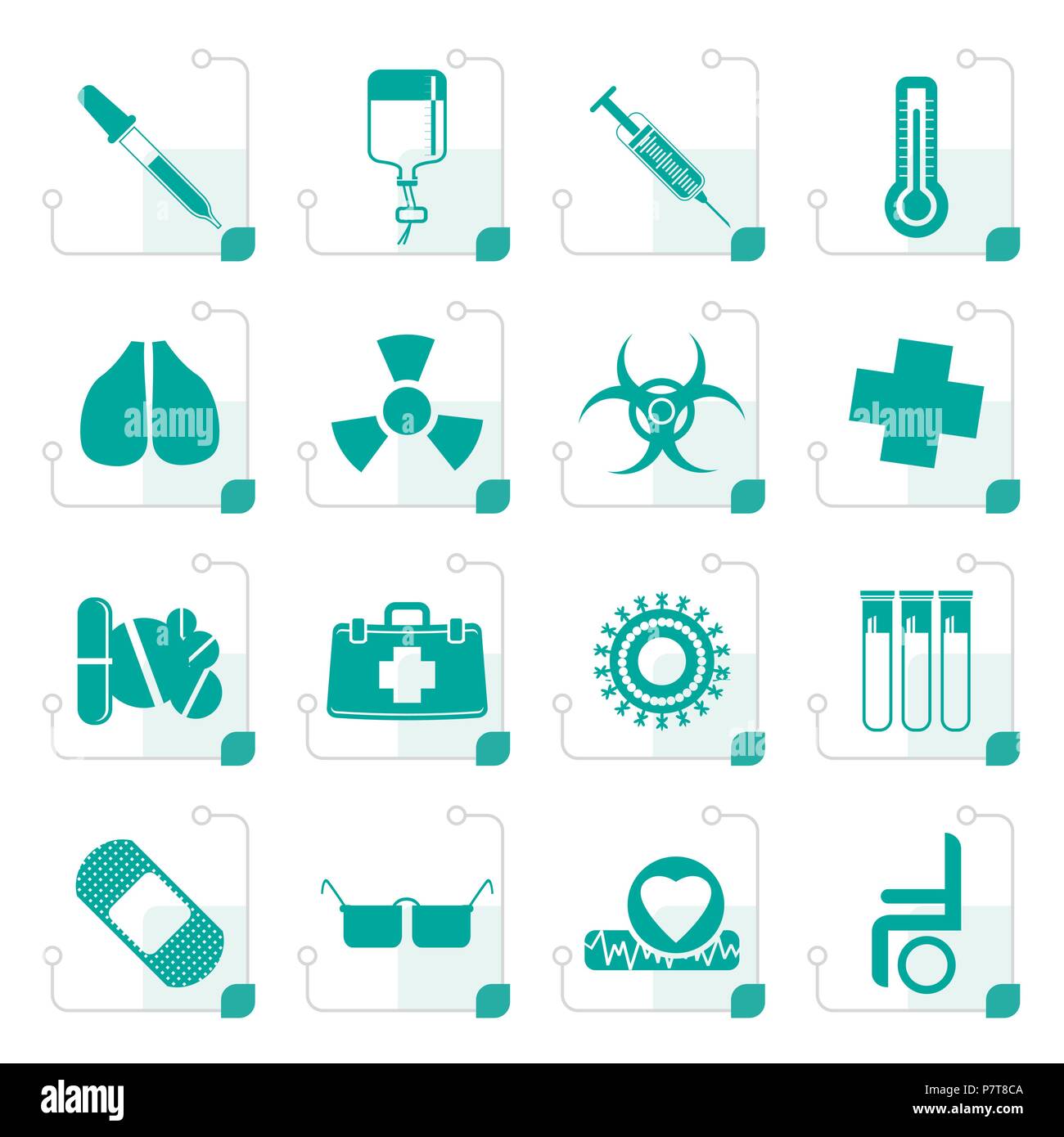 Stilisierte Sammlung von medizinischen themed Symbole und Warnung - Zeichen - Vektor Icon Set Stock Vektor