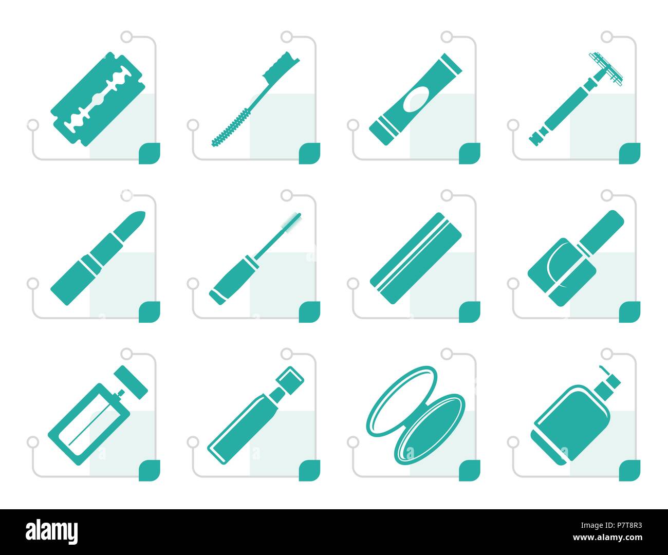 Stilisierte Make-up-Icon Set, Gesundheit und Schönheit Symbole Stock Vektor