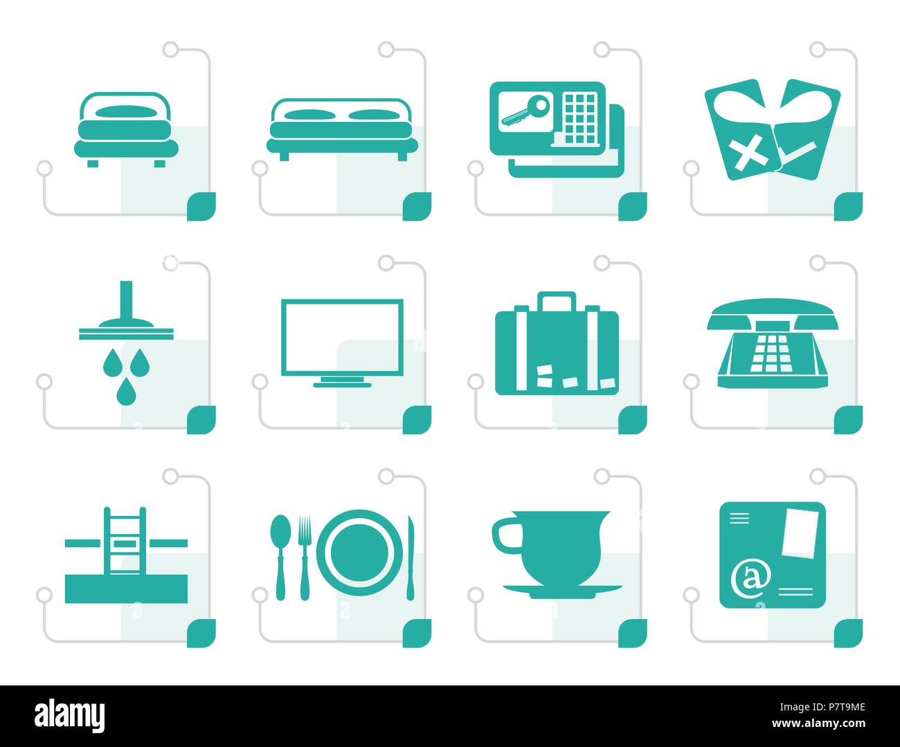 Stilisierte Hotel und Motel Symbole - Vektor Icon Set Stock Vektor