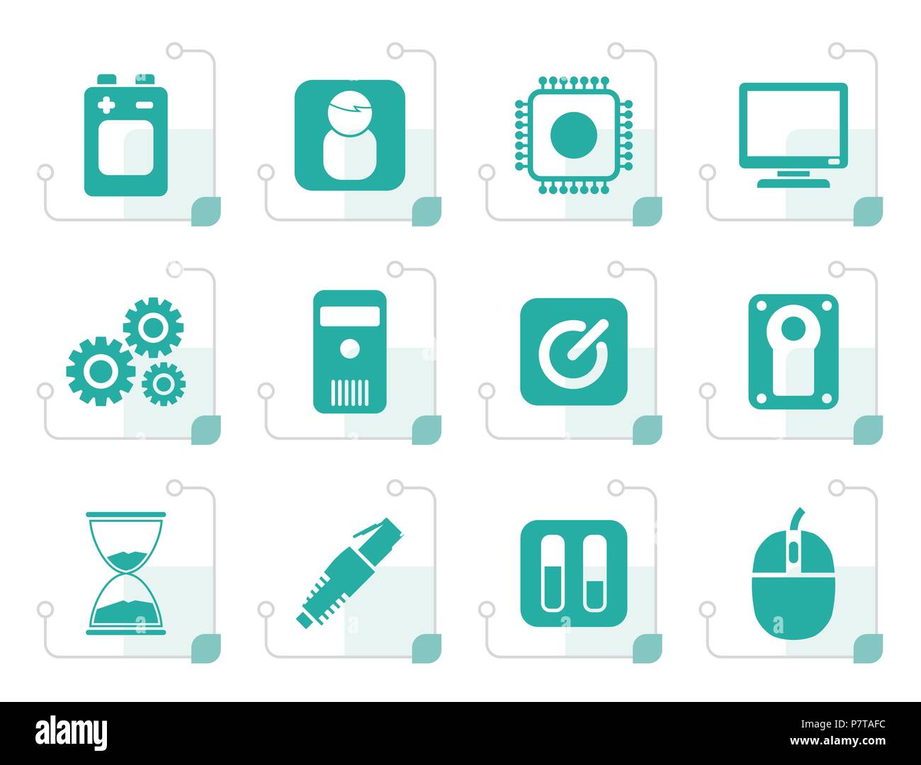 Stilisierte Computer und Handy Elemente Symbole - Vektor Icon Set Stock Vektor