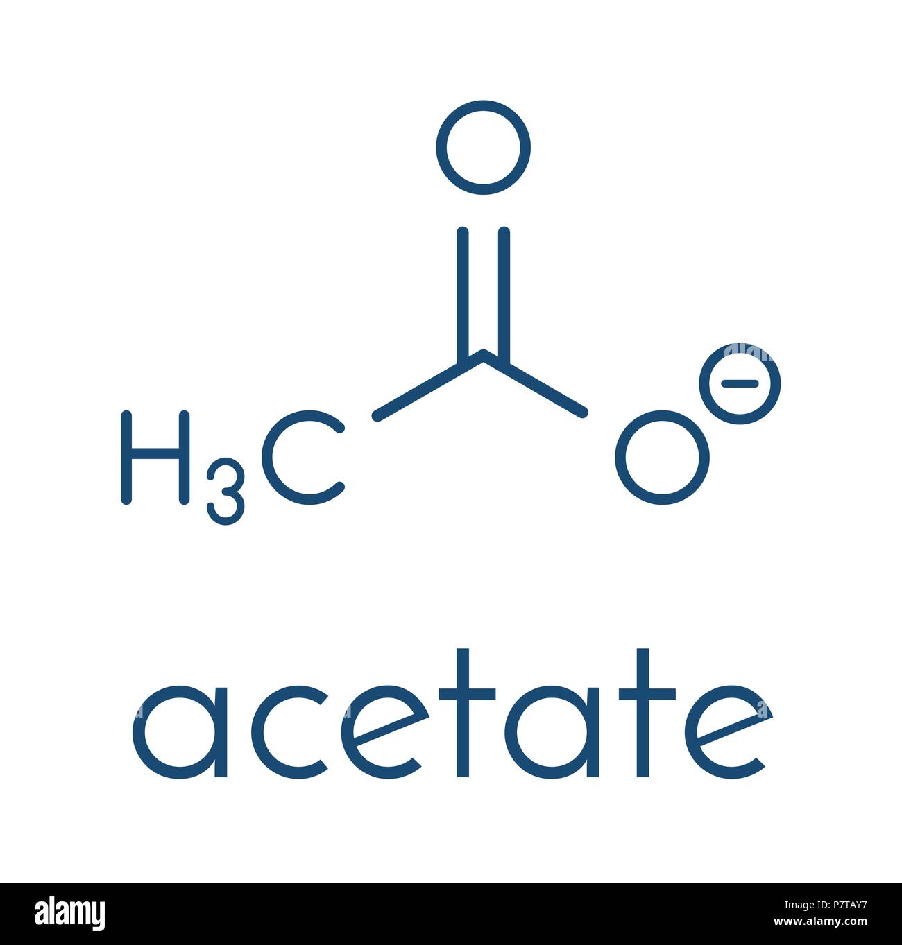 Acetat-Anion, chemische Struktur. Skelettformel. Stock Vektor