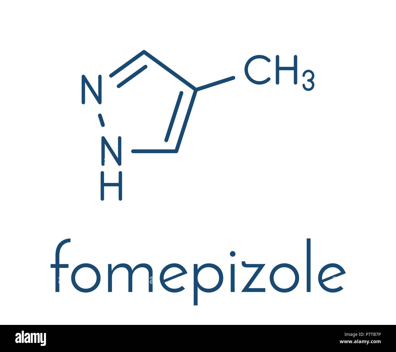 Fomepizole Methanolvergiftung Gegenmittel Molekül. Skelettmuskulatur Formel. Stock Vektor