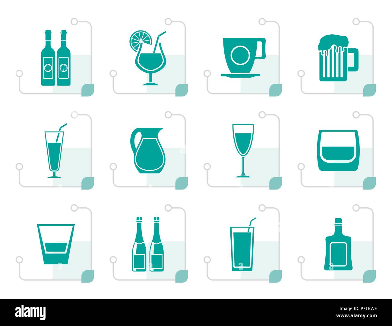 Stilisierte andere Art von Getränk Symbole - Vektor Icon Set Stock Vektor