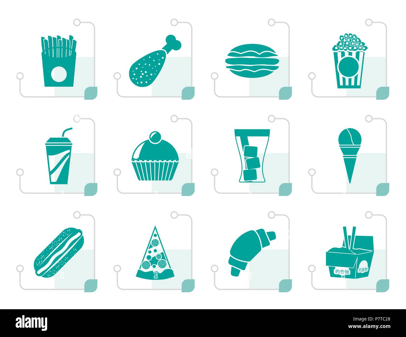 Fast Food und Drink Symbole - Vektor Icon Set stilisierte Stock Vektor