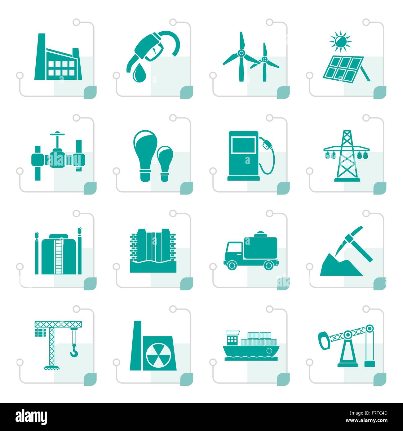 Stilisierte Wirtschaft und Industrie Symbole - Vektor Icon Set Stock Vektor