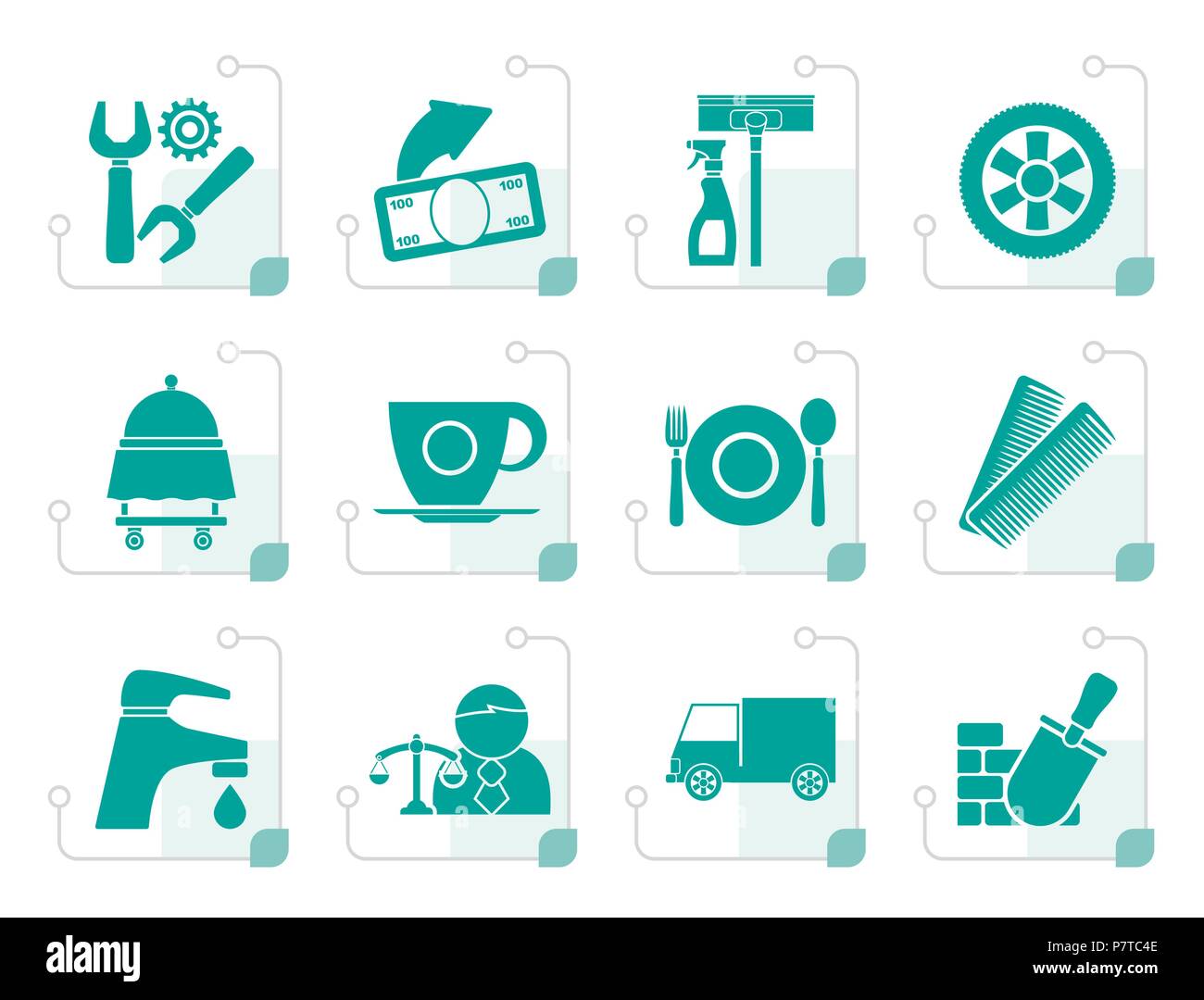 Stilisierte Services und Business icons-Vektor Icon Set Stock Vektor