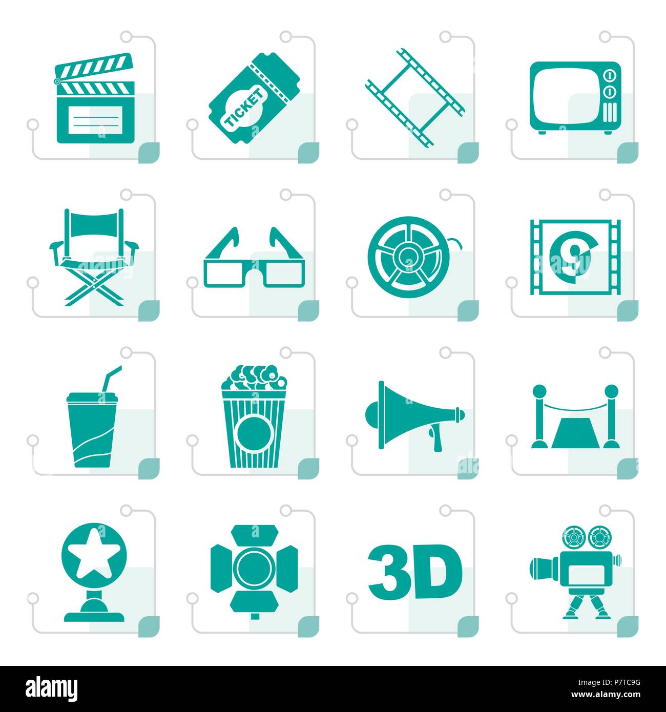 Stilisierte Cinema und Movie Icons-Vektor Icon Set Stock Vektor