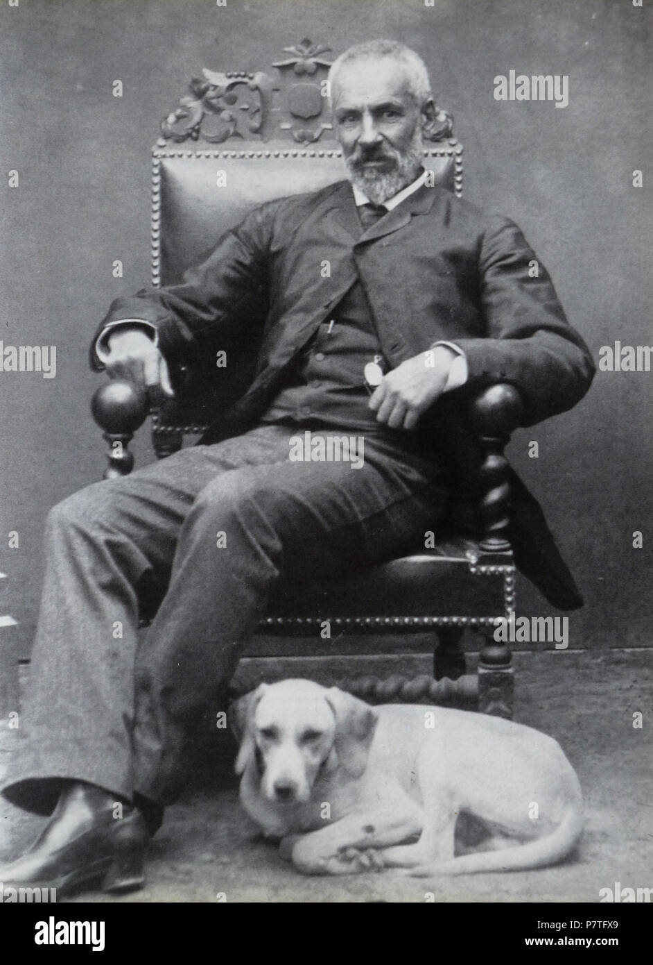 Antonin Fanart et son Chien (1831-1903), Vers 1890. Photographe inconnu. Sammlung particulière. ca. 1890 24 Antonin Fanart 1890 Stockfoto