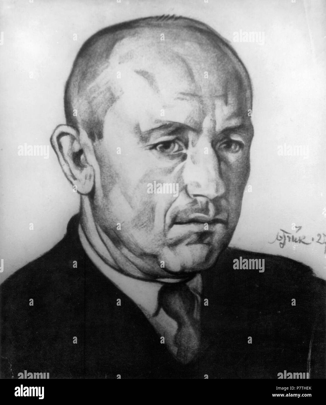 Englisch: Portrait von A. H. Tammsaare von Nikolai Triik. Kohle auf Papier. 1927 11 A. H. Tammsaare von Nikolai Triik Stockfoto