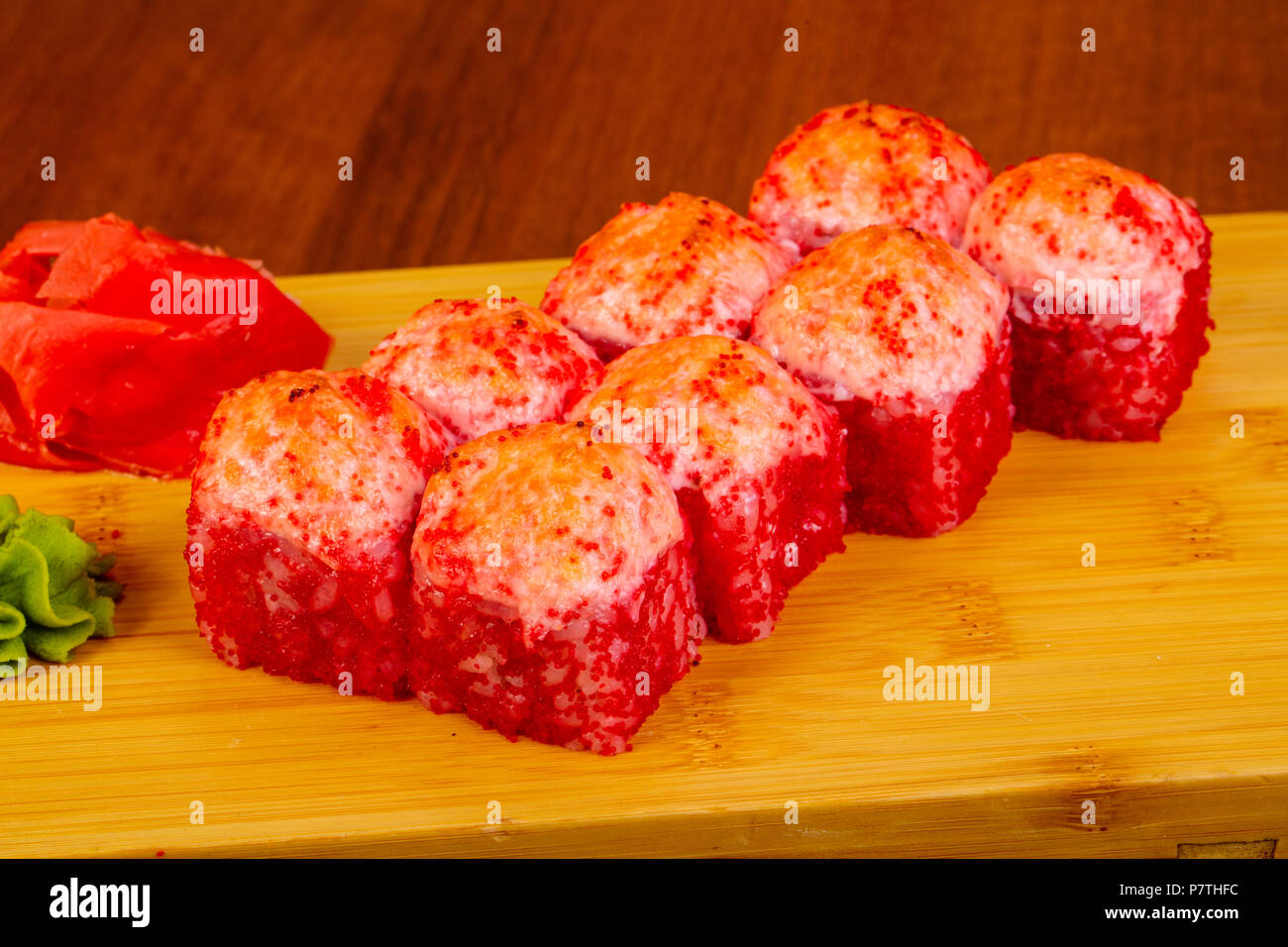 Gebackene Brötchen mit Krabbenfleisch Stockfoto