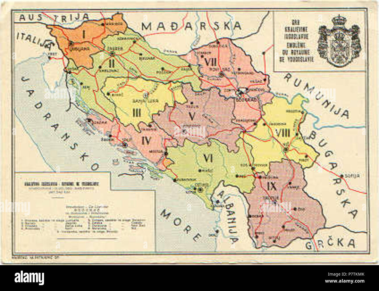 Yugoslavia Map Fotos Und Bildmaterial In Hoher Aufl Sung Alamy Karte Der Banovinas Von Jugoslawien 32 Banovinekj P7tkmk 