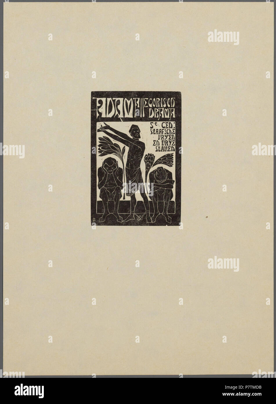 Deutsch: Beschreibung Toegangsbewijs: Adam - 5 e gedeelte Houtsnede uit Het losbladig Album e K.P.C. houtsneden van de Basel', uitgegeven door S.L. Van Looy, Amsterdam, 1925. Documenttype prent Vervaardiger Basel, Karel Pieter Cornelis, de (1869-1923) Collectie Collectie Stadsarchief Amsterdam: tekeningen en prenten Datering 1925 Inventarissen Http://archief.amsterdam/archief/10097/10005922 Afbeeldingsbestand 010054000012 035. 1925 35 Basel, Karel Pieter Cornelis, de (1869-1923), Afb 010054000012 035 Stockfoto