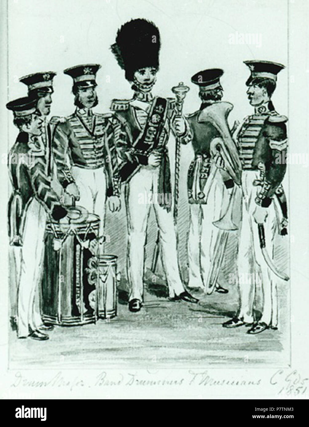 Englisch: Eine britische Armee Infanterie Band im Jahr 1851. 1851 55 britische Armee Kapellenmitglieder, 1851 Stockfoto
