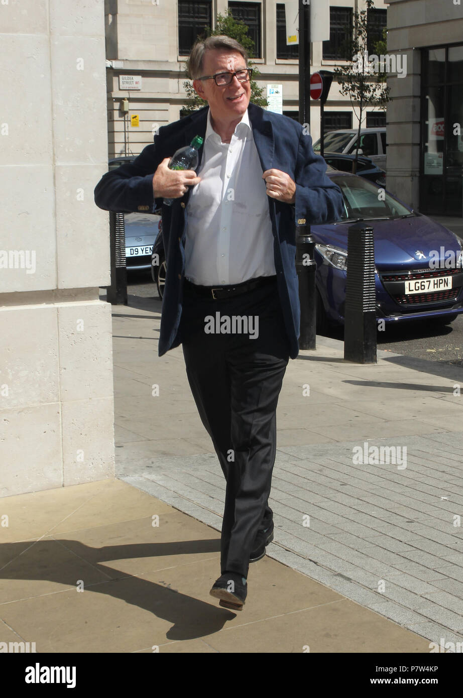 London, UK, 8. Juli 2018. Peter Mandelson wurde in den BBC Studios in London gesehen Stockfoto