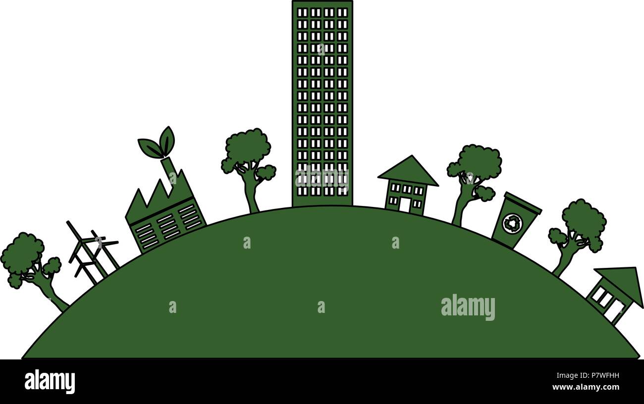 grüne Stadt Gebäude Symbol Stock Vektor