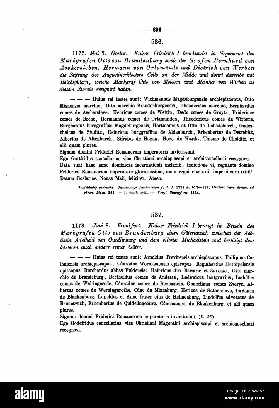 Codex diplomaticus anhaltinus, Band 1-3. 1873 106 DE CDA 1-3 396 Stockfoto