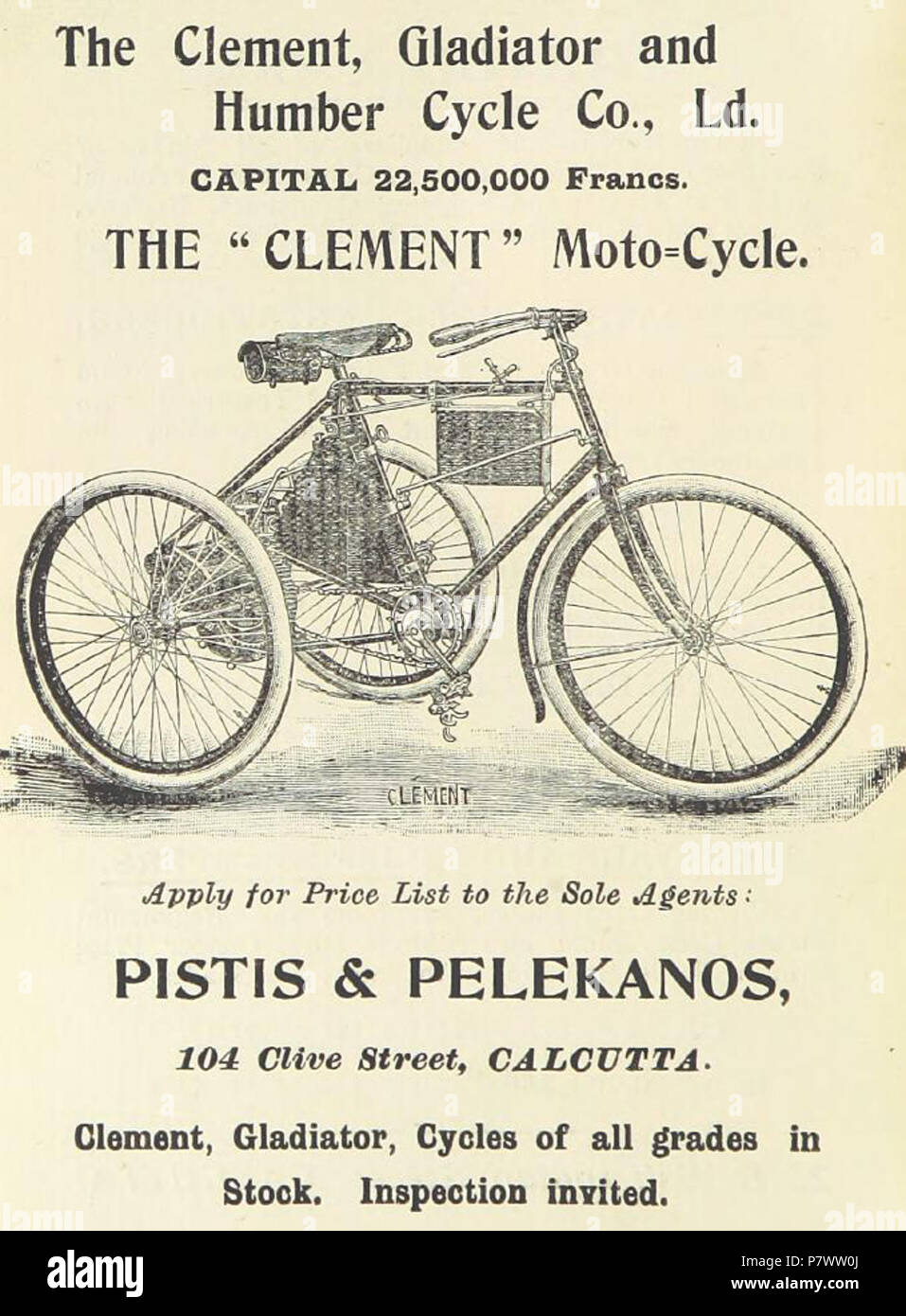 Werbung für Clement 'moto-Zyklus'. 1898 93 Clement cycle ad Stockfoto