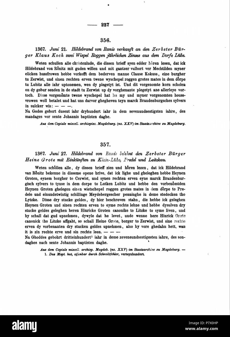 Codex diplomaticus anhaltinus, Band 4. 1879 114 DE CDA 4 237 Stockfoto