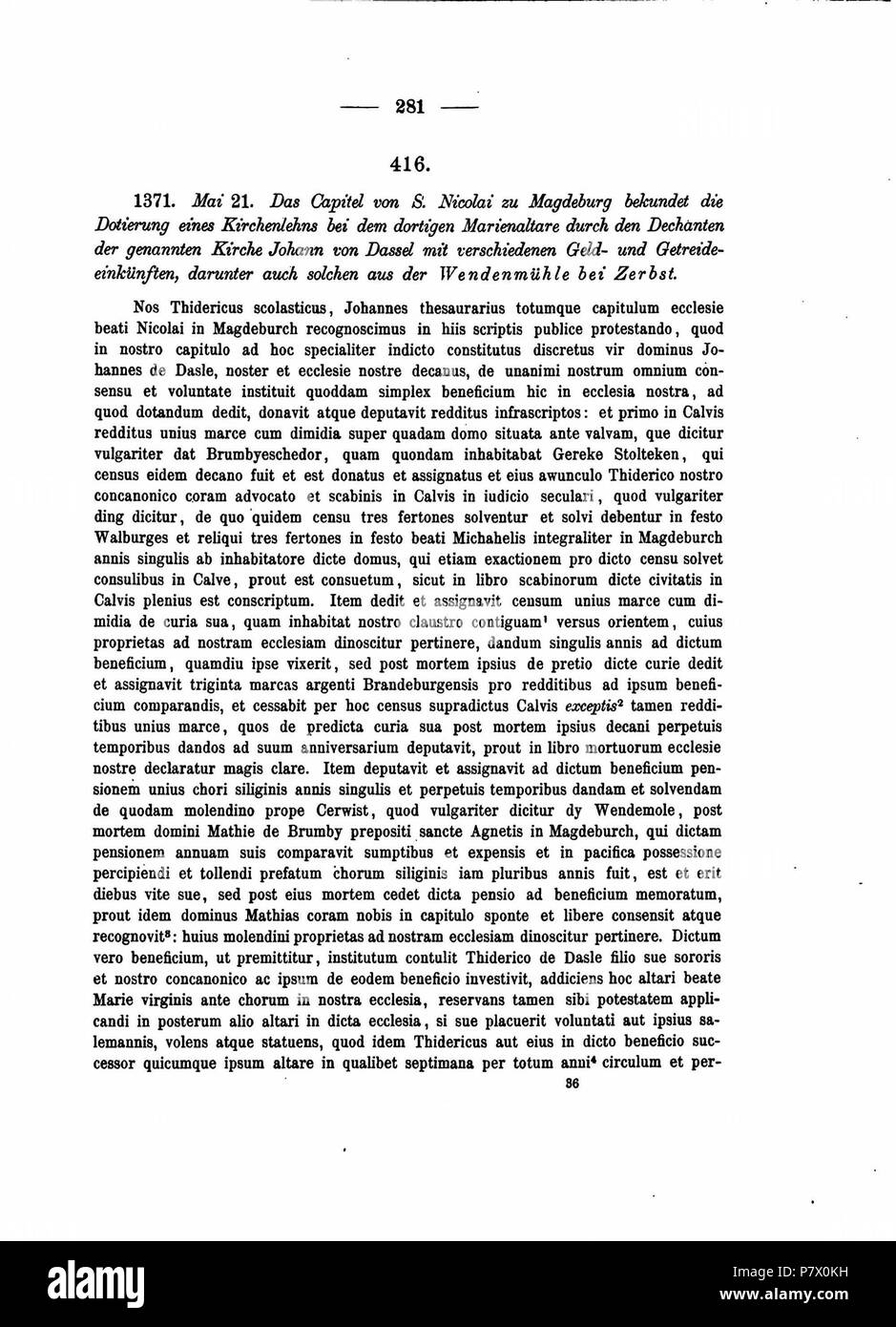 Codex diplomaticus anhaltinus, Band 4. 1879 115 DE CDA 4 281 Stockfoto