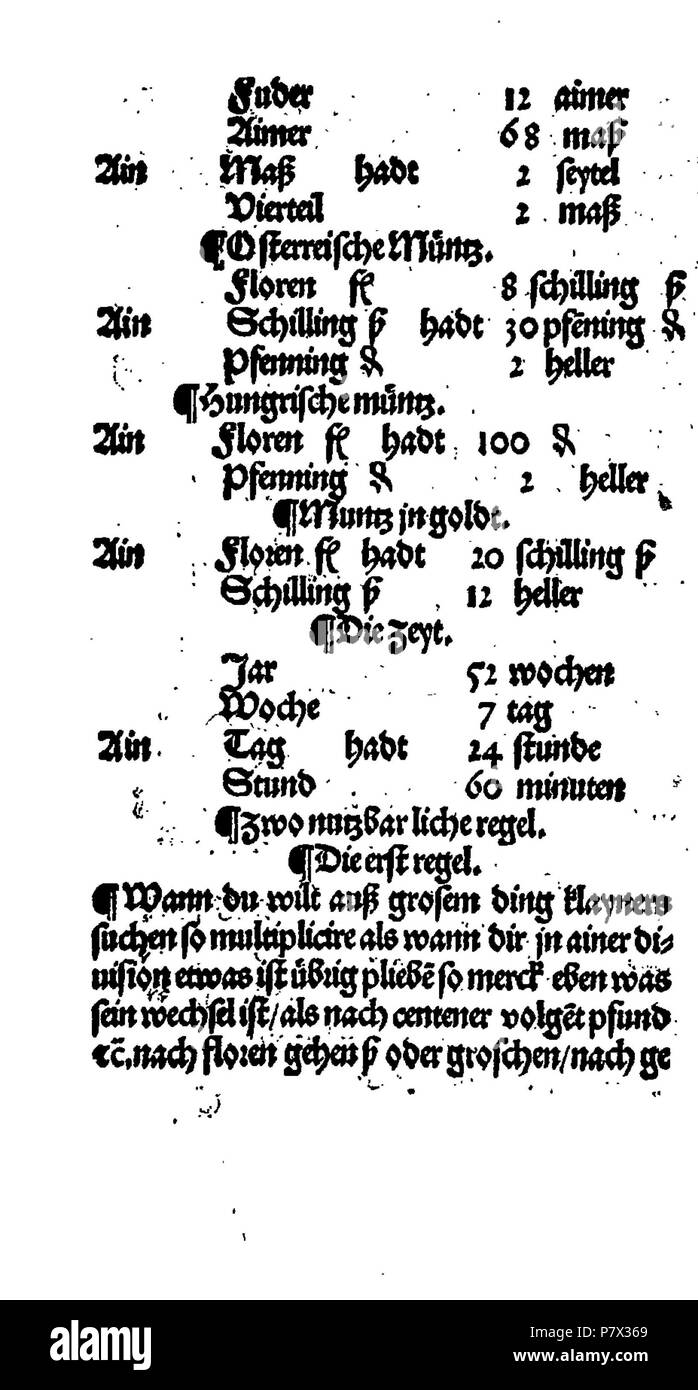 . Ayn Neue Kunstlich buech welches gar gewiss vnd behend lernet / Der gemainen Regel Demre/welschen praktisch/Regeln falsi vñ erlichë Regeln.... Deutsch: Dies ist ein Scan des historischen Buches Deutsch: Dies ist ein Scan des historischen Dokument. N/A 128 De Rechenbuch (Schreiber) 038 Stockfoto